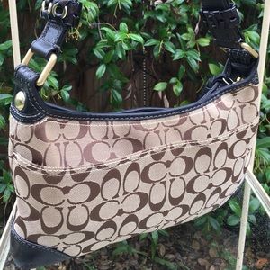 Black Coach Shoulder Bag, 2 outside pockets